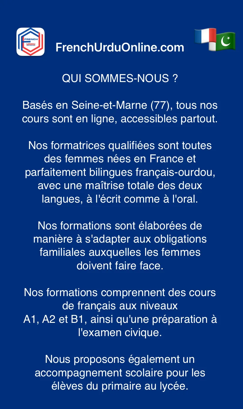 Online french classes in urdu for Ladies